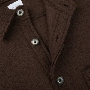 Xacus Outerwear | Chocolate Brown Wool Jersey Overshirt