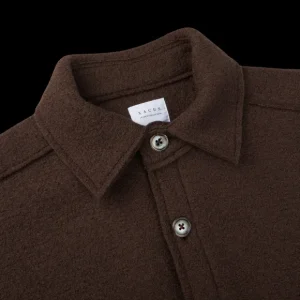 Xacus Outerwear | Chocolate Brown Wool Jersey Overshirt