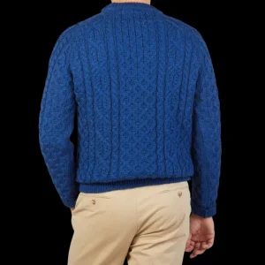 Peregrine Sweaters | Cobalt Blue Merino Wool Hudson Aran Jumper