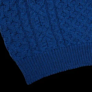 Peregrine Sweaters | Cobalt Blue Merino Wool Hudson Aran Jumper
