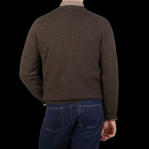 Alan Paine Knitwear | Cocoa Brown Lambswool Crew Neck