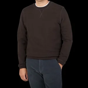 Sunspel Sweaters | Coffee Brown Cotton Loopback Sweatshirt