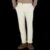 Canali Trousers | Cream Beige Cotton Stretch Flat Front Chinos