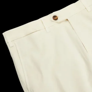 Canali Trousers | Cream Beige Cotton Stretch Flat Front Chinos