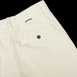 Incotex Trousers | Cream Beige Cotton Stretch Pleated Chinos