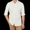 Stenströms Shirts | Cream Cotton Flannel Fitted Body Bd Shirt