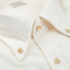 Stenströms Shirts | Cream Cotton Flannel Fitted Body Bd Shirt