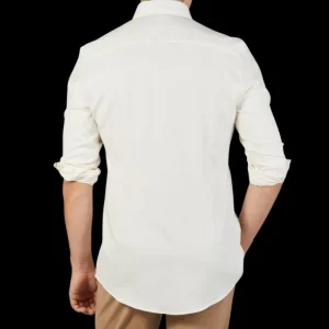 Stenströms Shirts | Cream Cotton Flannel Fitted Body Bd Shirt