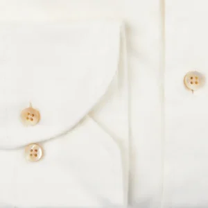 Stenströms Shirts | Cream Cotton Flannel Fitted Body Bd Shirt
