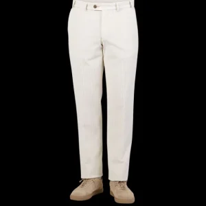 Hiltl Trousers | Cream White Cotton Corduroy Regular Fit Chinos