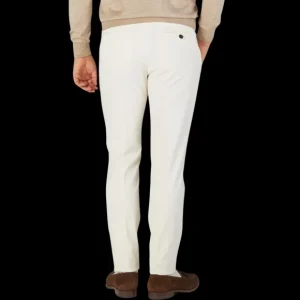 Berwich Trousers | Cream White Cotton Twill Flat Front Trousers