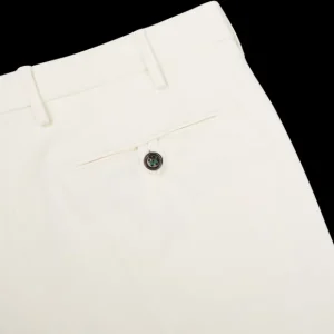Berwich Trousers | Cream White Cotton Twill Flat Front Trousers