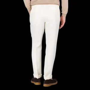 De Petrillo Trousers | Cream White Linen Twill Modello B Trousers