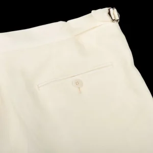 De Petrillo Trousers | Cream White Linen Twill Modello B Trousers