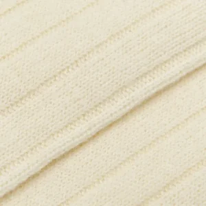 Bresciani Socks | Cream White Ribbed Wool Cashmere Socks