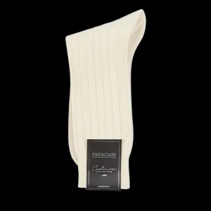 Bresciani Socks | Cream White Ribbed Wool Cashmere Socks