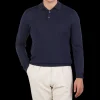 Mauro Ottaviani Polo Shirts | Dark Blue 16 Gauge Merino Wool Polo Shirt