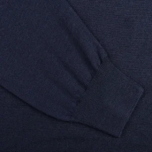 Mauro Ottaviani Polo Shirts | Dark Blue 16 Gauge Merino Wool Polo Shirt