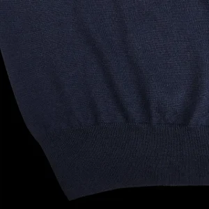 Mauro Ottaviani Polo Shirts | Dark Blue 16 Gauge Merino Wool Polo Shirt