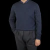 Gran Sasso Knitwear | Dark Blue Bicolour Merino Wool Crewneck