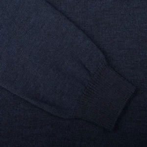 Gran Sasso Sweaters | Dark Blue Bicolour Merino Wool Crewneck