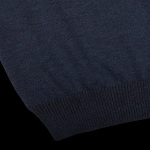 Gran Sasso Sweaters | Dark Blue Bicolour Merino Wool Crewneck