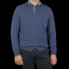 Fedeli Knitwear | Dark Blue Cashmere Full-Zip Cardigan