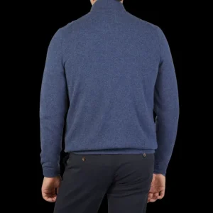 Fedeli Cardigans | Dark Blue Cashmere Full-Zip Cardigan