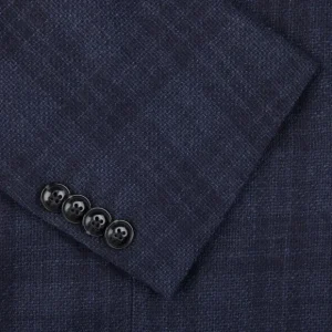 Eduard Dressler Blazers | Dark Blue Checked Wool Sendrik Blazer