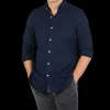 Finamore Shirts | Dark Blue Cotton Flannel Casual Shirt