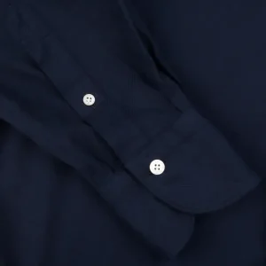 Finamore Shirts | Dark Blue Cotton Flannel Casual Shirt