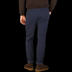 Berwich Trousers | Dark Blue Cotton Stretch Chinos
