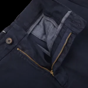 Berwich Trousers | Dark Blue Cotton Stretch Chinos