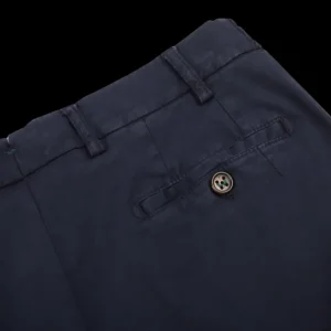 Berwich Trousers | Dark Blue Cotton Stretch Chinos