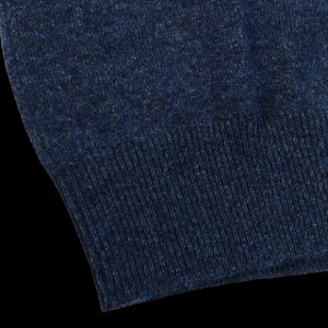 Gran Sasso Knitwear | Dark Blue Melange Wool Cashmere 1/4 Zip Sweater