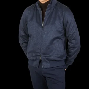 Maurizio Baldassari Outerwear | Dark Blue Pure Cashmere Blouson