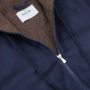 Gran Sasso Knitwear | Dark Blue Wool Alcantara Front Padded Jacket