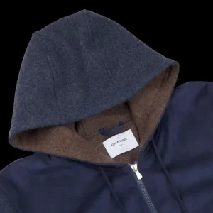 Gran Sasso Outerwear | Dark Blue Wool Alcantara Front Padded Jacket