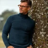 Fedeli Knitwear | Dark Blue Wool Cashmere Rollneck