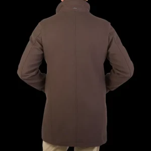 Herno Coats & Jackets | Dark Brown Diagonal Wool Technical Coat