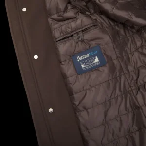 Herno Coats & Jackets | Dark Brown Diagonal Wool Technical Coat