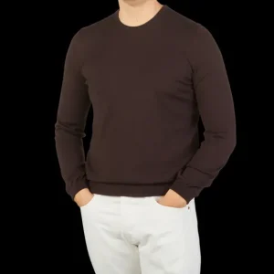 Gran Sasso Sweaters | Dark Brown Extra Fine Merino Crew Neck