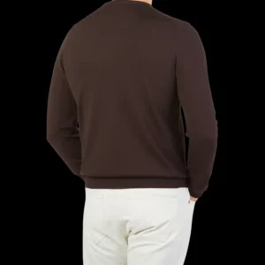 Gran Sasso Sweaters | Dark Brown Extra Fine Merino Crew Neck