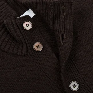 Gran Sasso Cardigans | Dark Brown Merino Wool Button Cardigan