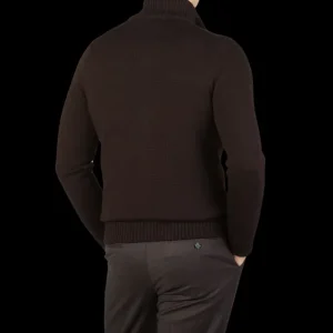 Gran Sasso Cardigans | Dark Brown Merino Wool Button Cardigan