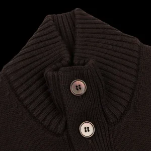 Gran Sasso Cardigans | Dark Brown Merino Wool Button Cardigan