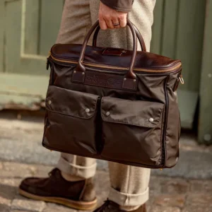 Felisi Briefcases | Dark Brown Nylon Leather Shoulder Bag