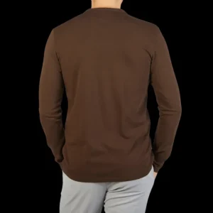 Tela Genova T-Shirts | Dark Brown Organic Cotton Ls T-Shirt