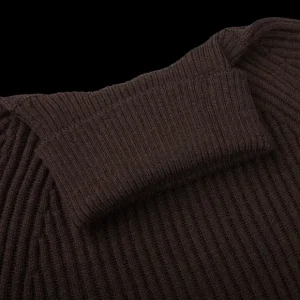 Zanone Knitwear | Dark Brown Ribbed Wool Rollneck