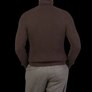 Zanone Knitwear | Dark Brown Ribbed Wool Rollneck